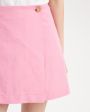 Мини-юбка А-силуэта из хлопка и льна, цвет розовый - миниатюра 4