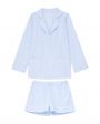 Пижама (рубашка/шорты), цвет голубой в полоску - миниатюра 1