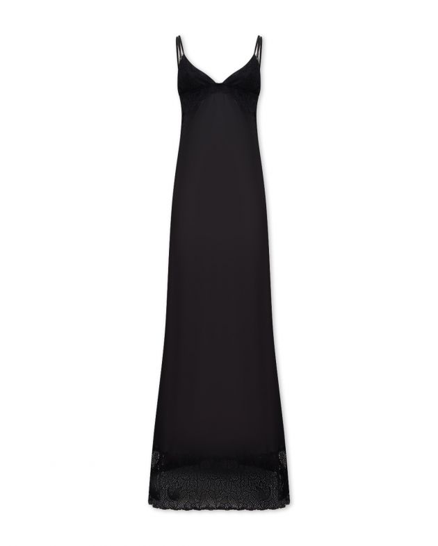 Платье макси в бельевом стиле с двойным лифом, цвет черный - изображение 1