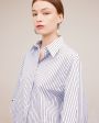 Erika Cavallini Рубашка в полоску с широкими рукавами, цвет белый - миниатюра 4