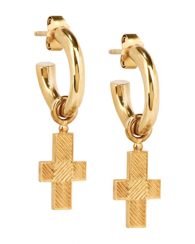 Copine Jewelry Серьги-кольца Fima с крестами, цвет золотой - изображение 1