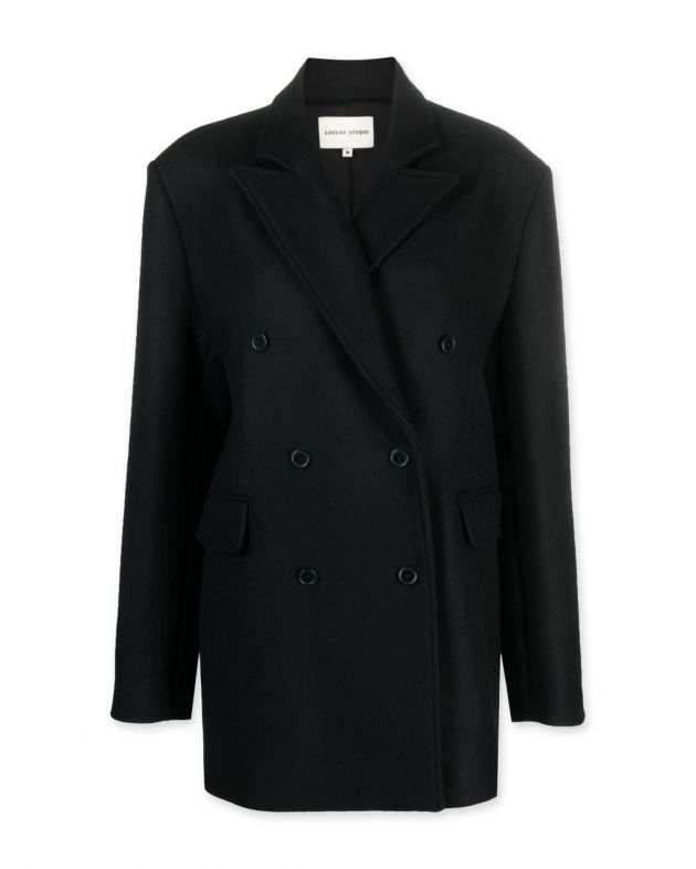LOULOU STUDIO Короткое двубортное пальто Koon, цвет черный - изображение 1