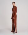 Erika Cavallini Платье макси Piera с поясом и разрезами, цвет коричневый - миниатюра 3