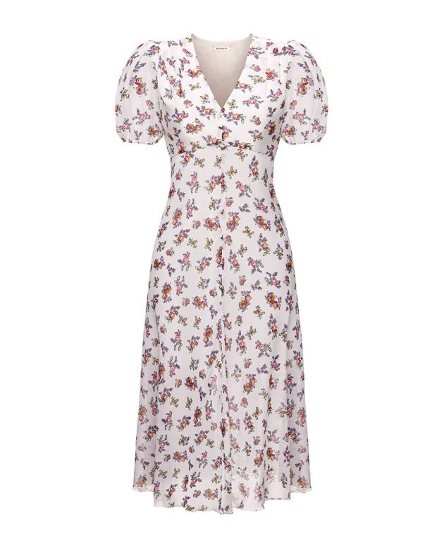 Платье миди Yasmine Confetti с цветочным принтом, цвет белый - изображение 1