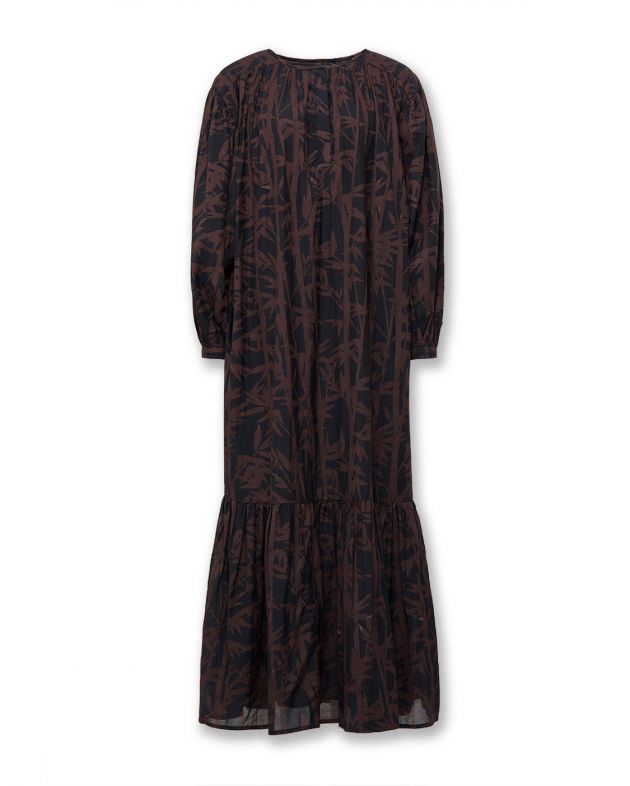 Объемное платье Lynn с принтом побегов бамбука, цвет коричневый - изображение 1