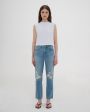 Узкие прямые джинсы Virginia Slim с вырезами, цвет голубой - миниатюра 2