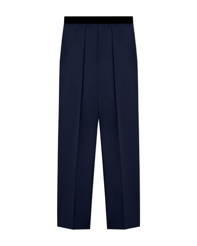 Классические брюки на резинке, цвет синий - изображение 1