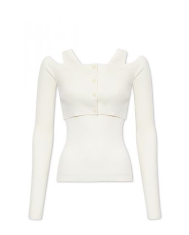 Комплект из топа в рубчик и укороченного кардигана