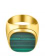 Кольцо-печатка с малахитом, цвет зеленый - миниатюра 1