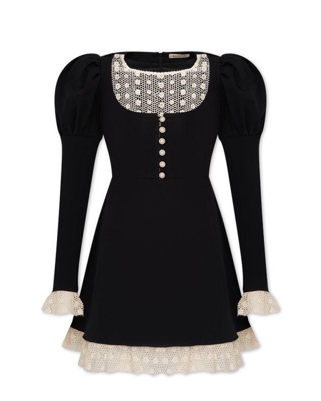 Платье мини Botrois x NUSELF с кружевными вставками, цвет черный - изображение 1