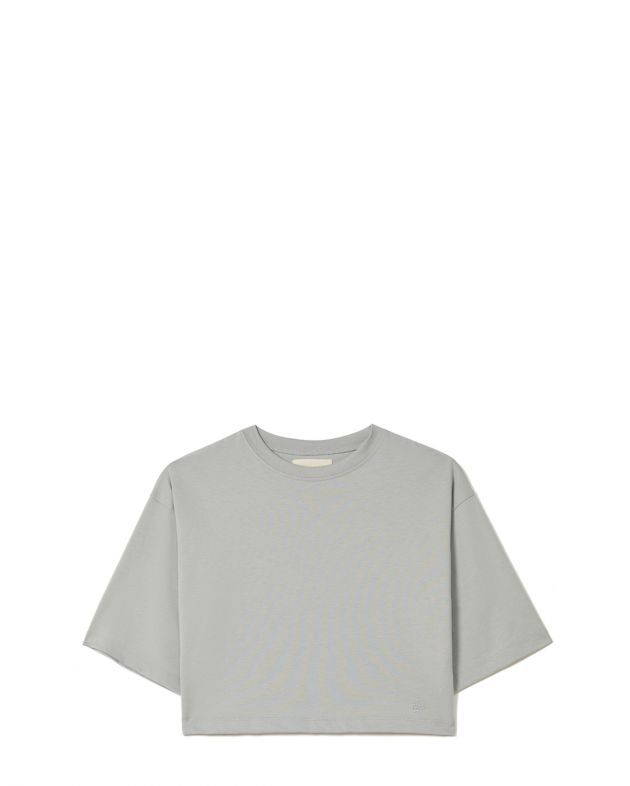 Укороченная футболка Gupo из хлопка пима, цвет серый - изображение 1