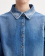 Джинсовая рубашка с эффектом потертости, цвет голубой - миниатюра 7