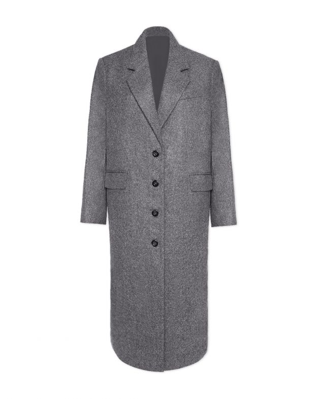 Однобортное пальто оверсайз, цвет серый - изображение 1