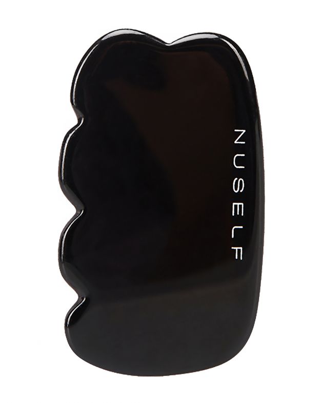 Массажер гуаша для тела из черного обсидиана, цвет черный - изображение 1