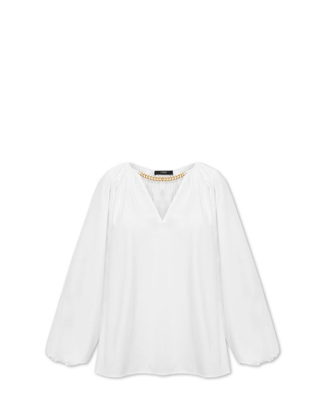 Объемная блуза Panza с декоративной цепочкой, цвет белый - изображение 1