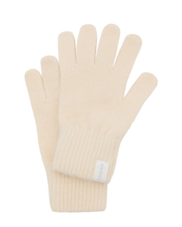 Ангоровые перчатки, цвет бежевый - изображение 1
