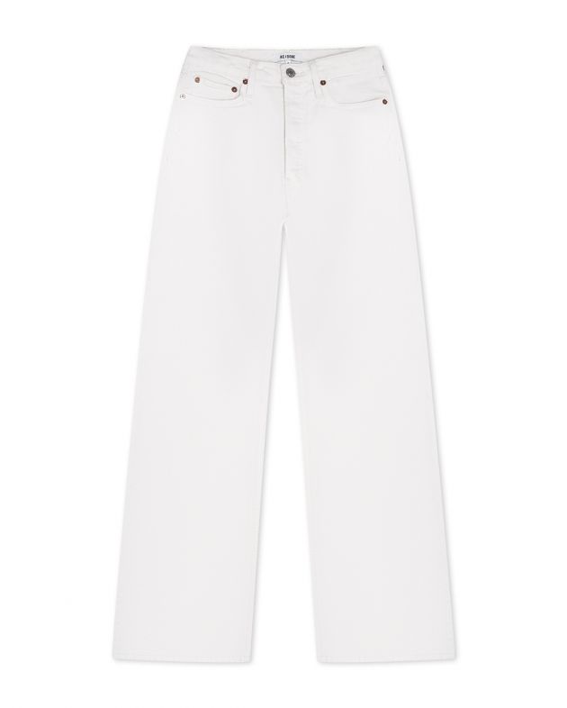 Широкие джинсы в стиле 70-х с ультравысокой посадкой, цвет белый - изображение 1