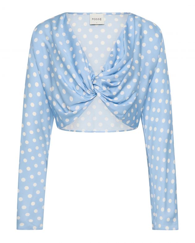 POSSE Блуза в горошек, цвет голубой - изображение 1