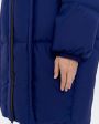 DLB Пуховик удлиненный с капюшоном и воротником-стойкой, цвет синий - миниатюра 6