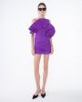 Платье мини со сборками и объемным лифом-цветком, цвет фиолетовый - миниатюра 6
