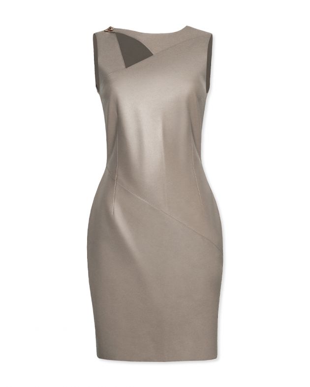 Кожаное платье мини Roche, цвет бежевый - изображение 1