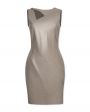 Кожаное платье мини Roche, цвет бежевый - миниатюра 1