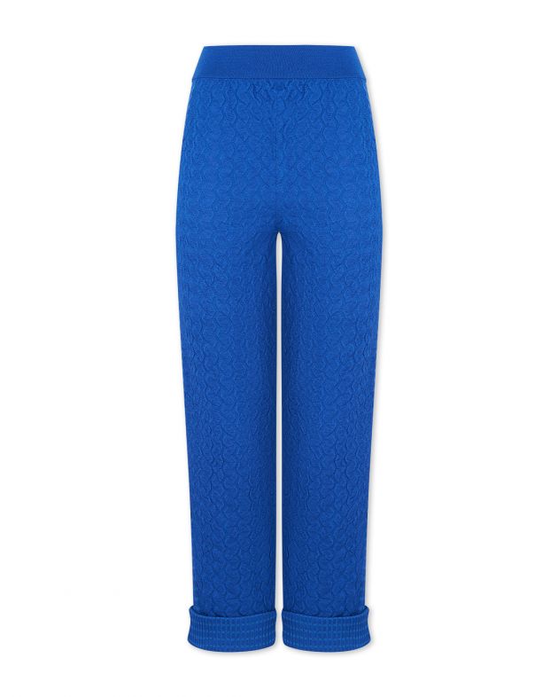Шерстяные брюки с рельефами, цвет синий - изображение 1
