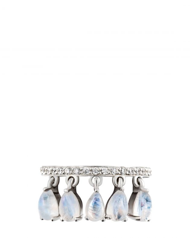Moonka Кольцо-погремушка с лунными камнями Water, цвет белый - изображение 1