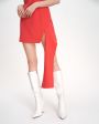 YUZEFI Асимметричное платье мини со спущенными рукавами, цвет красный - миниатюра 5
