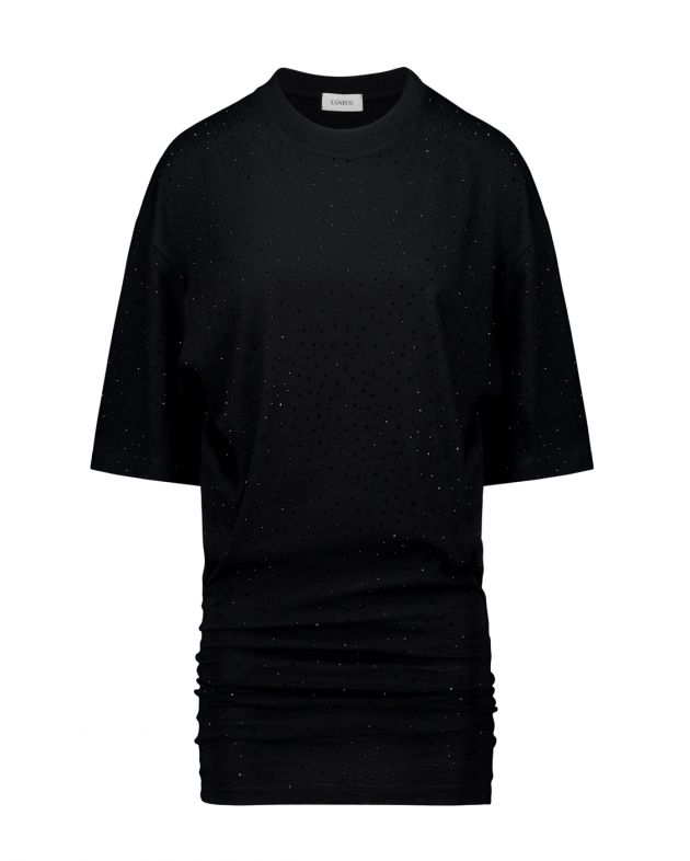 LANEUS Платье мини со стразами, цвет черный - изображение 1