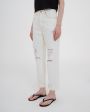SLVRLAKE Прямые джинсы Dakota с вырезами и отворотами, цвет белый - миниатюра 3