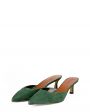 Замшевые мюли на каблуке kitten heel, цвет зеленый - миниатюра 2