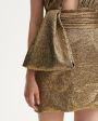 Платье мини на одно плечо из фактурной бронзовой ткани, цвет золотой - миниатюра 4