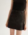 Кожаная юбка мини, цвет черный - миниатюра 3