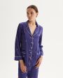 Primrose Шелковая пижама с брюками, цвет синий - миниатюра 6