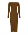 Платье макси Bicado с открытыми плечами, цвет хаки - миниатюра 1
