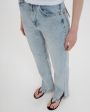 Расклешенные джинсы с разрезами, цвет голубой - миниатюра 5
