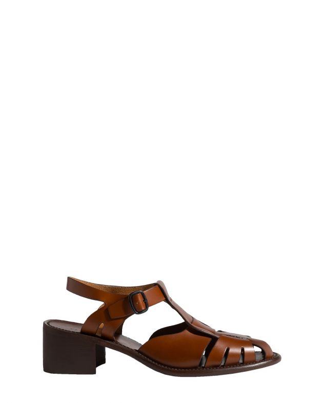 HEREU Кожаные сандалии Pesca на каблуке, цвет коричневый - изображение 1