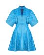 Шелковое платье мини в горох, цвет голубой - миниатюра 1