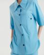 Рубашка оверсайз с коротким рукавом, цвет голубой - миниатюра 4