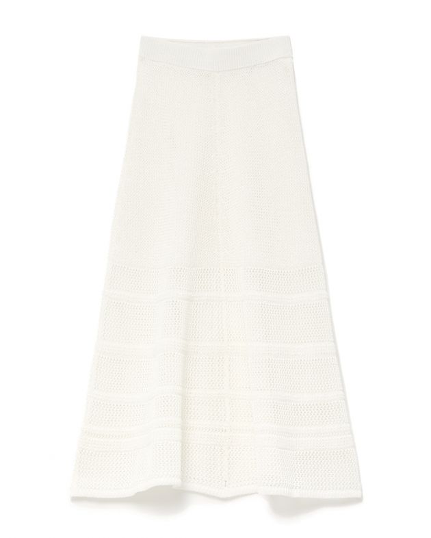Вязаная юбка миди из хлопка, цвет белый - изображение 1