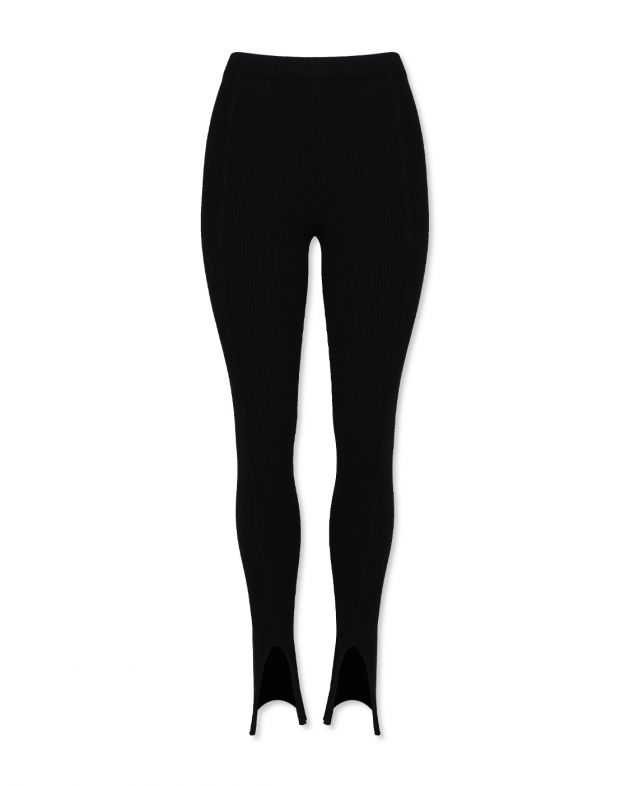 Трикотажные брюки-леггинсы Leo с разрезами, цвет черный - изображение 1