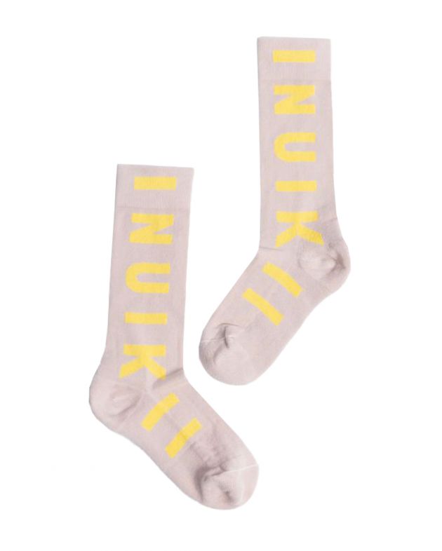 INUIKII Высокие носки с логотипом, цвет бежевый - изображение 1