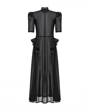 Платье прозрачное из сетки, полу-прилегающего силуэта, с разрезами спереди и сзади