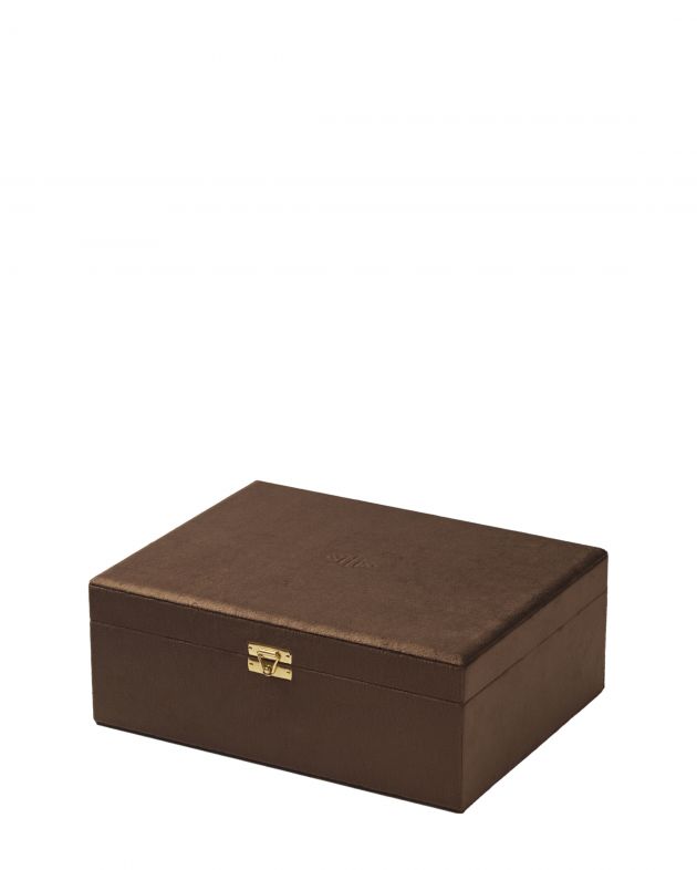 Sitis Бархатная двухуровневая шкатулка с тиснением Груша / Pear, цвет коричневый - изображение 1