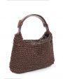 Плетеная сумка-багет из кожи, цвет темно-коричневый - миниатюра 2