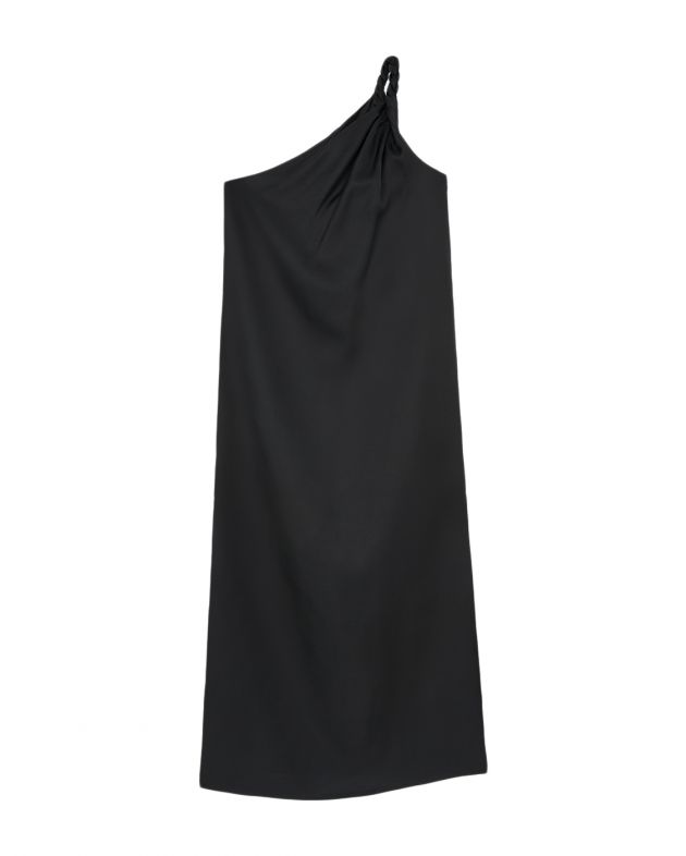 LOULOU STUDIO Шелковое платье Adela на одно плечо, цвет черный - изображение 1