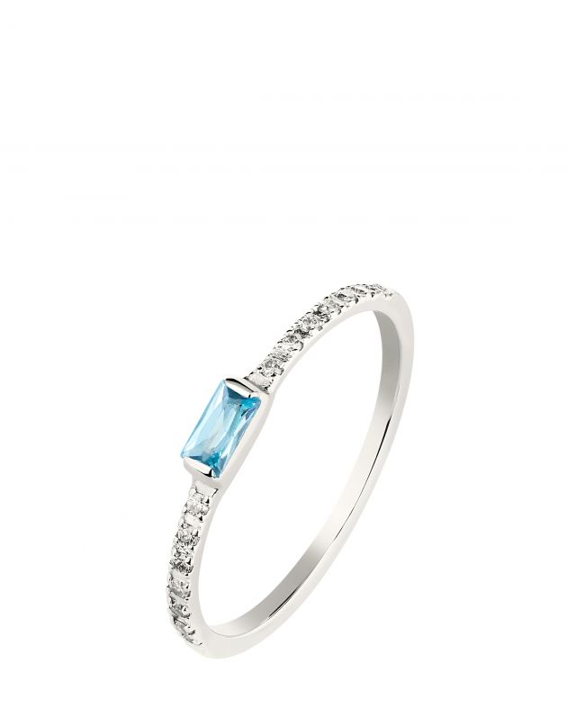 Moonka Кольцо из белого золота с топазом и бриллиантами Post Scriptum, цвет голубой - изображение 1