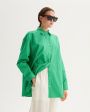 Оверсайз рубашка Espanto из хлопка, цвет зеленый - миниатюра 3