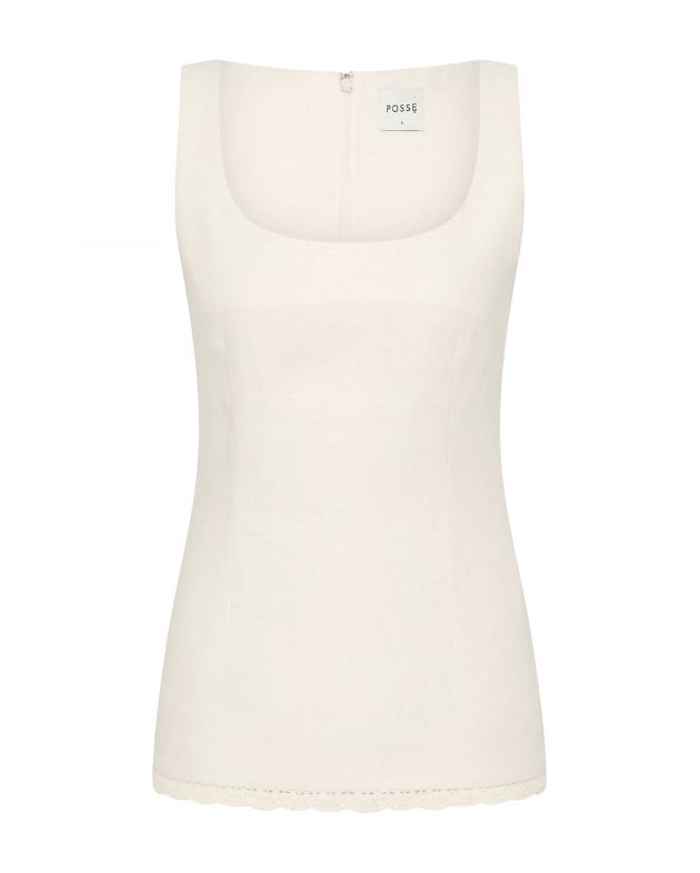 POSSE Топ изо льна, цвет кремовый - изображение 1